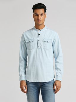 Pepe Jeans - Blue Hector Denim Kurta Style Shirt