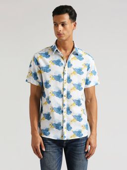 Pepe Jeans - White Pau Printed Cotton Linen Shirt