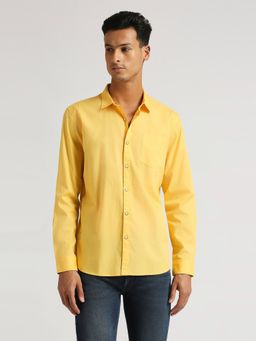 Pepe Jeans - Yellow Solid Single Pocket Full Sleeve Shirt