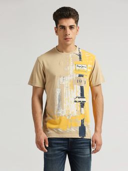 Pepe Jeans - Beige Gavin Graphic Printed T-Shirt