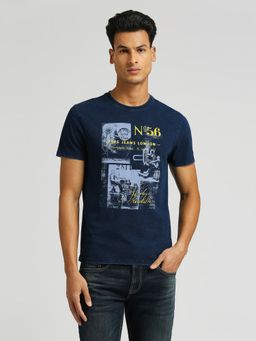 Pepe Jeans - Navy Blue Moses Placement Printed T-Shirt