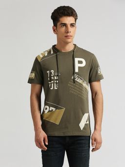 Pepe Jeans - Olive Silvester All Over Typographic Printed T-Shirt