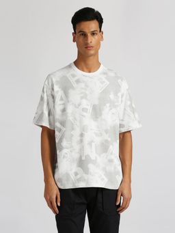 Pepe Jeans - Grey Warren All Over Typographic Printed Oversized T-Shirt