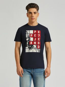 Pepe Jeans - Navy Blue Graphic Print Half Sleeve T-Shirt