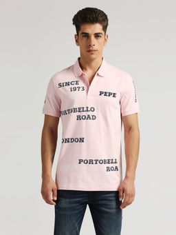 Pepe Jeans - Pink Pithom Typographic Printed Polo T-Shirt