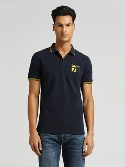 Pepe Jeans - Blue Rodrigo Flock Graphic Printed Polo T-Shirt