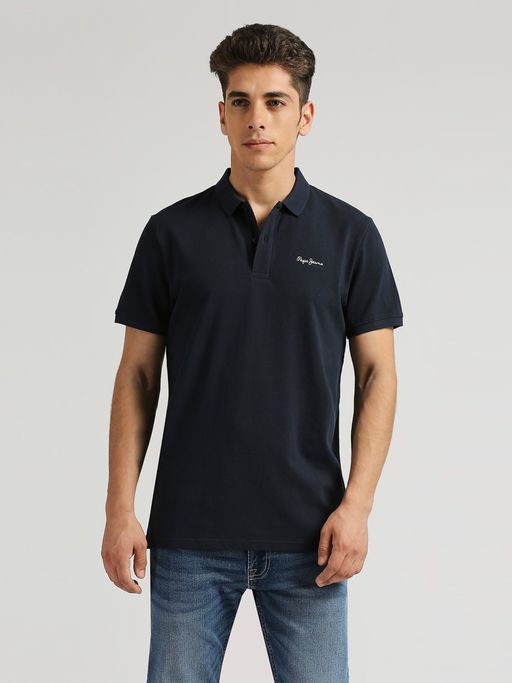 Buy Pepe Jeans Navy Blue Smasher Solid Premium Polo T-Shirt Online