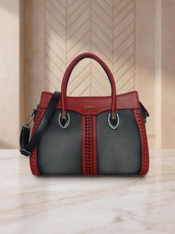 ESBEDA - Maroon Black Color Woven Elegance Handbag for Women (M)
