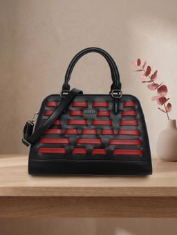ESBEDA - Black Color Matrix Dual-Tone Luxury Handbag for Women (M)
