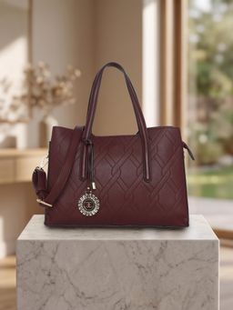 ESBEDA - Wine Color Braided Grace Handbag for Women (M)
