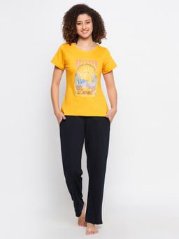 Clovia - Multi-Color Cotton Printed T-Shirt and Pyjama (Set of 2)