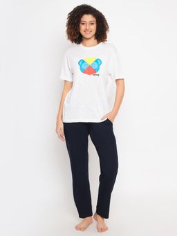 Clovia - Cotton Graphic Printed T-Shirt and Pyjama (Set of 2)