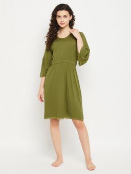 Clovia - Green Solid Short Night Dress