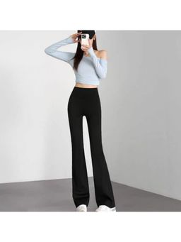 Loveable Creations By Muskan - Black Niona Luxe High Waist Flare Solid Pant