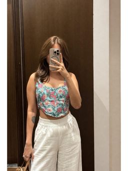 Old Marigold - Diana Blue Cotton Corset Crop Top