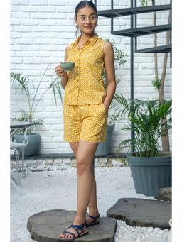 NILAM INDIA - Ela Hand Block Printed Yellow Co-Ord Set