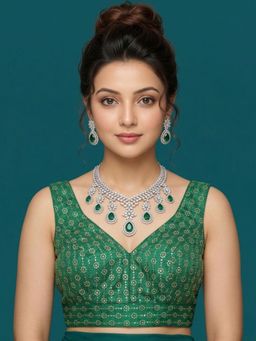 Niraha - Green Silk Embroidered Sleeveless Stitched Readymade Blouse