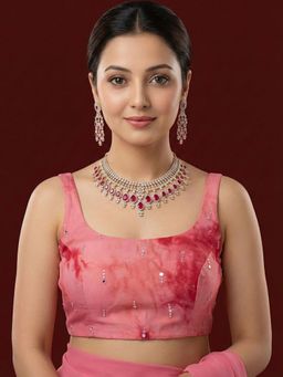 Niraha - Pink Silk Tie & Dye Sleeveless Stitched Readymade Blouse