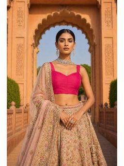 Niraha - Pink Silk Solid/Plain Sleeveless Stitched Readymade Blouse