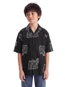 RARE ONES - Boys Black Printed Cotton Blend Shirt