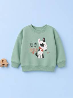 Kidbea - Unisex Olive Cotton Full Sleeves Sweatshirt