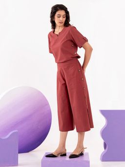 ZUMMER - Cotton Co-Ord Set - Maroon