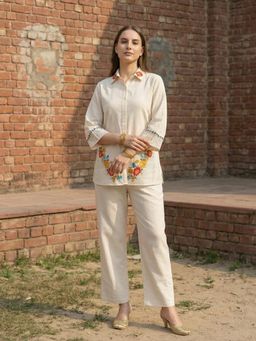 ZUMMER - Embroidered Co-Ord Set - Off White