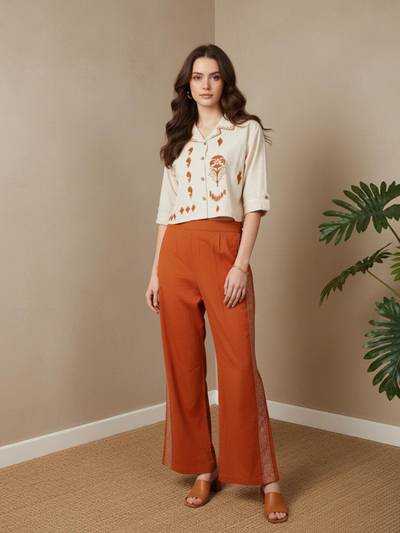 Embroidered Co-Ord Set - Off White