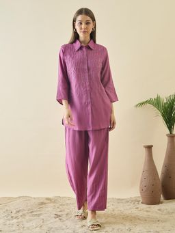 ZUMMER - Roma Embroidered Co-Ord Set - Mauve