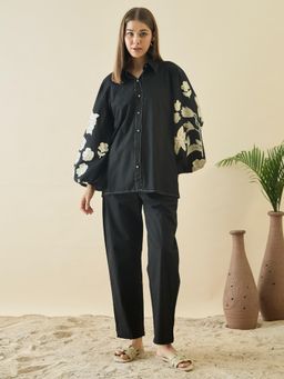 ZUMMER - Cotton Colourblocked Co-Ord Set - Black