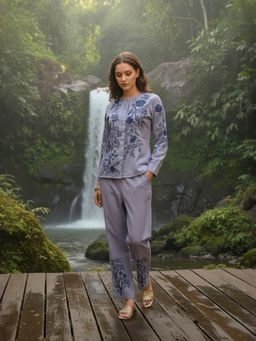 ZUMMER - Cotton Embroidered Co-Ord Set - Grey