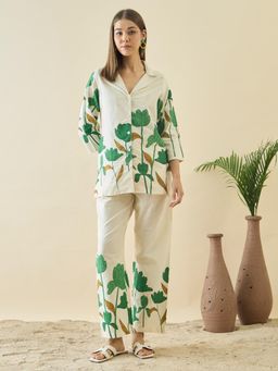 ZUMMER - Cotton Printed Co-Ord Set - Off White