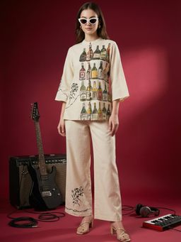 ZUMMER - Cotton Hand Painted Co-Ord Set - Off White