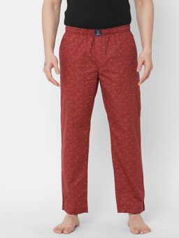 Urban Scottish - Mens Printed Woven Cotton Ultra Soft Pyjama With Pockets Wine