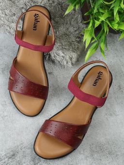 Gahan - Trendy Womens Criss-Cross Perforated Sandal - Red