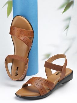 Gahan - Trendy Womens Criss-Cross Perforated Sandal - Tan