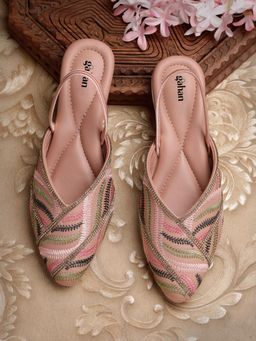 Gahan - Trendy Embroidered Ethnic Sandals for Women - Pink