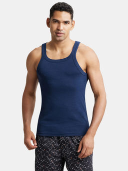 Jockey - US26 Men Super Combed Cotton Rib Square Neck Gym Vest - Navy