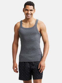 Jockey - US26 Men Super Combed Cotton Rib Square Neck Gym Vest - Charcoal Melange