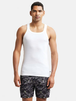 Jockey - US26 Men Super Combed Cotton Rib Square Neck Gym Vest - White