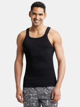Jockey - US26 Men Super Combed Cotton Rib Square Neck Gym Vest - Black
