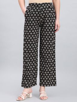 Go Colors - Black Micro Floral Printed Palazzo