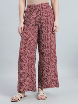 Go Colors - Red and White Bandhini Printed Palazzo