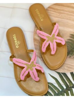 Toprico - Starfish Beads Embroidered Pink Flats
