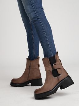 Truffle Collection - Tan Solid Buckle Boots