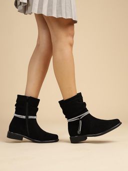 Truffle Collection - Black Embellished Boots