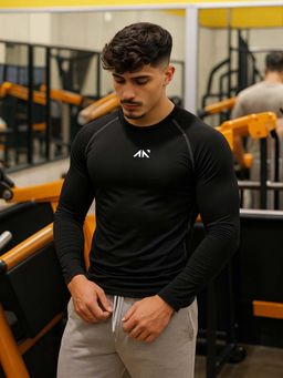 AESTHETIC NATION - Nylon Compression Black T-Shirt
