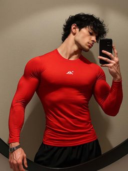 AESTHETIC NATION - Nylon Compression Red T-Shirt