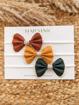 HALEMONS - Bipasha Textured Handmade Bowbands (Pack of 3)
