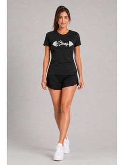 Label nyc apparel - Black Women Round Neck Printed T-Shirt